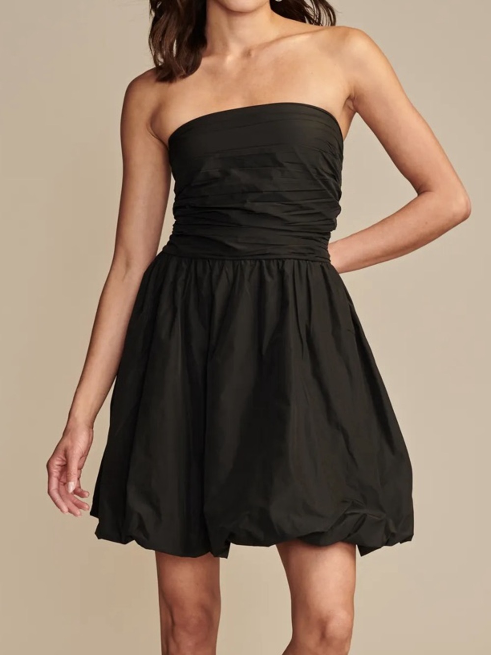 NWT Lucky Brand Strapless Bubble Hem Mini Dress - Jet Black